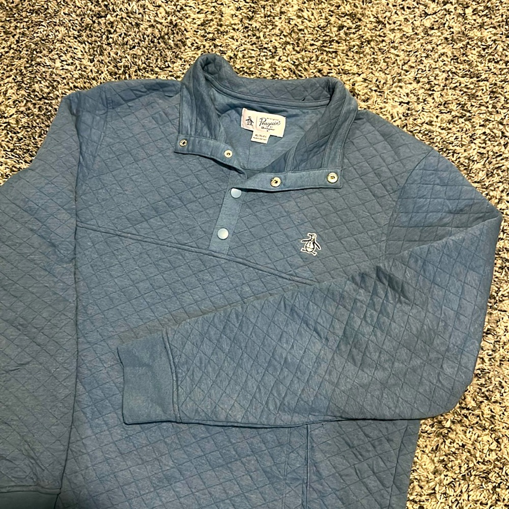 Original Penguin Blue Quilted Sweatshirt